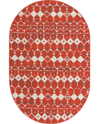 Transitional outdoor trellis cardak rug - Rust Red / 5’ 3 x