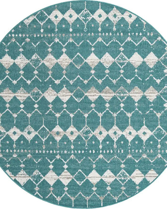 Transitional outdoor trellis cardak rug - Teal / 7’ 1 x 7’ 1