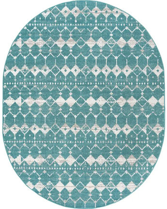 Transitional outdoor trellis cardak rug - Teal / 7’ 10 x 10’