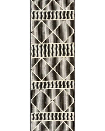 Transitional outdoor trellis dalyan rug - Black / 2’ x 6’ 1
