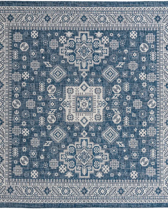 Tribal outdoor aztec chalca rug - Blue / 10’ x 10’ / Square