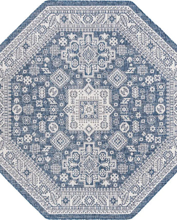 Tribal outdoor aztec chalca rug - Blue / 7’ 10 x 7’ 10 /