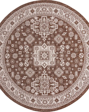 Tribal outdoor aztec chalca rug - Brown / 10’ x 10’ / Round