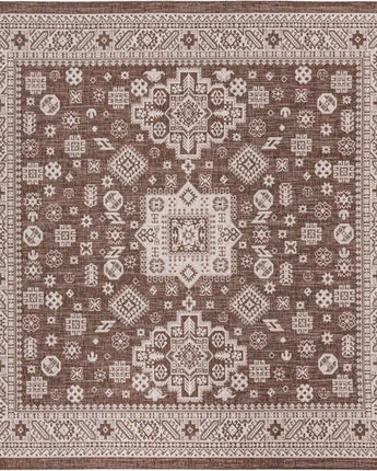 Tribal outdoor aztec chalca rug - Brown / 10’ x 10’ / Square