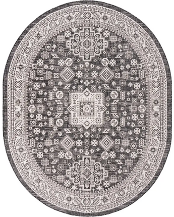 Tribal outdoor aztec chalca rug - Charcoal Gray / 7’ 10 x