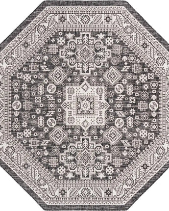 Tribal outdoor aztec chalca rug - Charcoal Gray / 7’ 10 x 7’