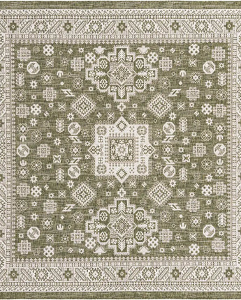 Tribal outdoor aztec chalca rug - Green / 10’ x 10’ / Square