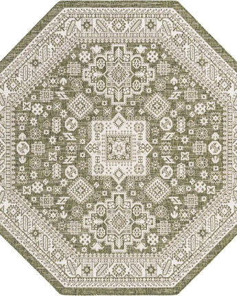 Tribal outdoor aztec chalca rug - Green / 7’ 10 x 7’ 10 /