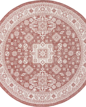 Tribal outdoor aztec chalca rug - Rust Red / 10’ x 10’ /