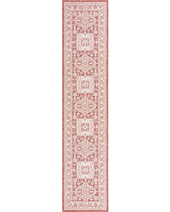 Tribal outdoor aztec chalca rug - Rust Red / 2’ 7 x 12’ /