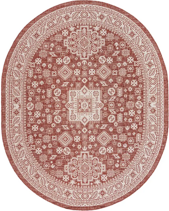 Tribal outdoor aztec chalca rug - Rust Red / 7’ 10 x 10’ /