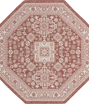 Tribal outdoor aztec chalca rug - Rust Red / 7’ 10 x 7’ 10 /