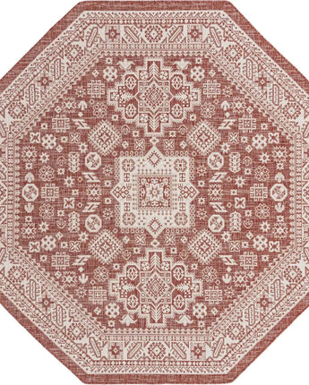 Tribal outdoor aztec chalca rug - Rust Red / 7’ 10 x 7’ 10 /