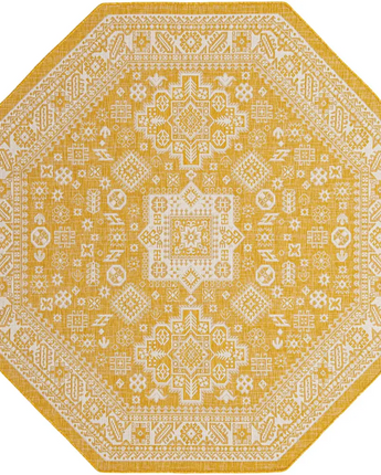 Tribal outdoor aztec chalca rug - Yellow / 7’ 10 x 7’ 10 /