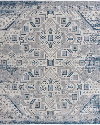 Tribal outdoor aztec coba rug - Blue / 10’ x 10’ / Square -