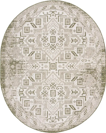 Tribal outdoor aztec coba rug - Green / 7’ 10 x 10’ / Oval -