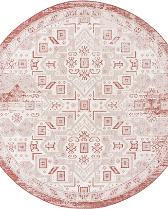 Tribal outdoor aztec coba rug - Rust Red / 10’ x 10’ / Round