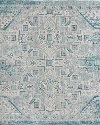 Tribal outdoor aztec coba rug - Teal / 10’ x 10’ / Square -