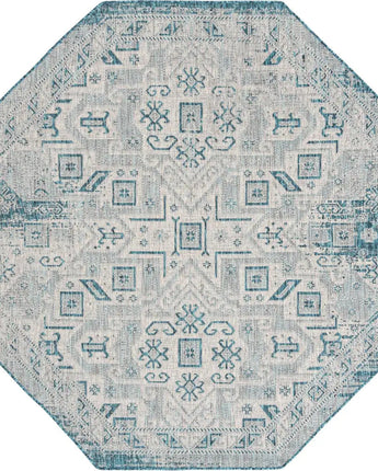 Tribal outdoor aztec coba rug - Teal / 7’ 10 x 7’ 10 /