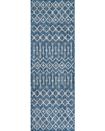 Tribal outdoor trellis tribal trellis rug - Blue / 2’ x 6’ 1