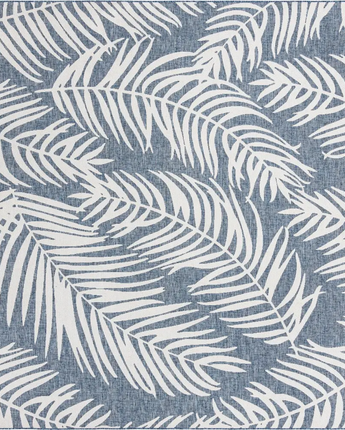 Tropical outdoor botanical palm rug - Blue / 10’ 8 x 10’ 8 /