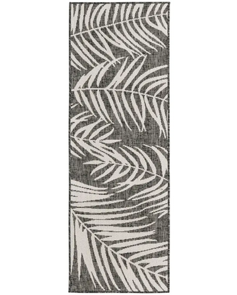 Tropical outdoor botanical palm rug - Charcoal / 2’ x 6’ 1 /