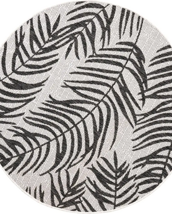 Tropical outdoor botanical palm rug - Charcoal Ivory / 4’ 1