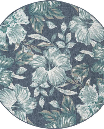 Tropical outdoor coastal cicek rug - Blue / 7’ 1 x 7’ 1 /