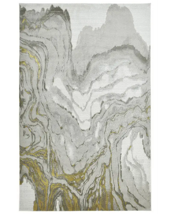 Waldor Abstract Marble Print Rug - Gold / White / Rectangle 