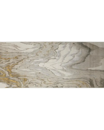 Waldor Abstract Marble Print Rug - Gold / White / Runner / 